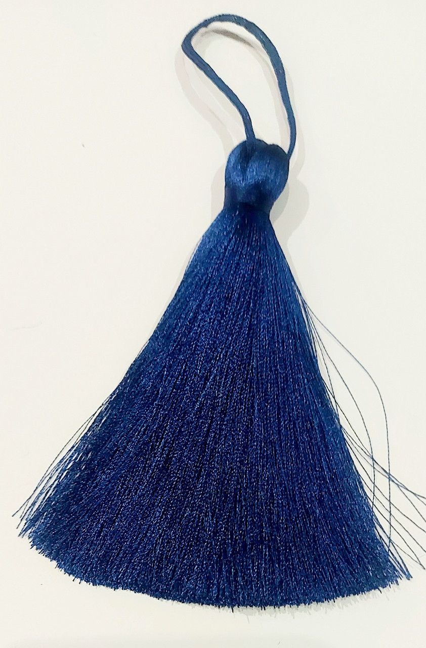 Китиця текстильна декоративна шовкова велика,1шт, синя темна 0238 1шт.