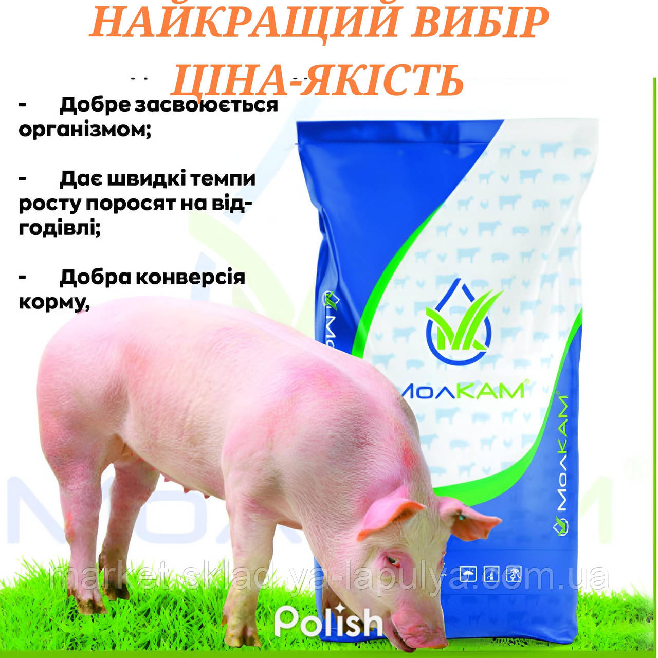 Премікс Молкам 2% для свиней 60- 110 кг ФІНІШ, 20кг, фото 1