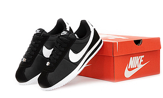 Чоловічі кросівки Nike Cortez Black White Найк Кортез чорно-білі замшеві текстильні весна літо