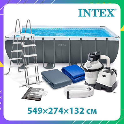 Бассейн каркасный 549×274×132 см Intex Ultra Frame 26356 с лестницей для улицы полный комплект для взрослых, фото 1