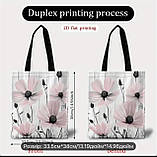 Велика сумка-шопер з квітковим принтом, 38/33,5 см, фото 3
