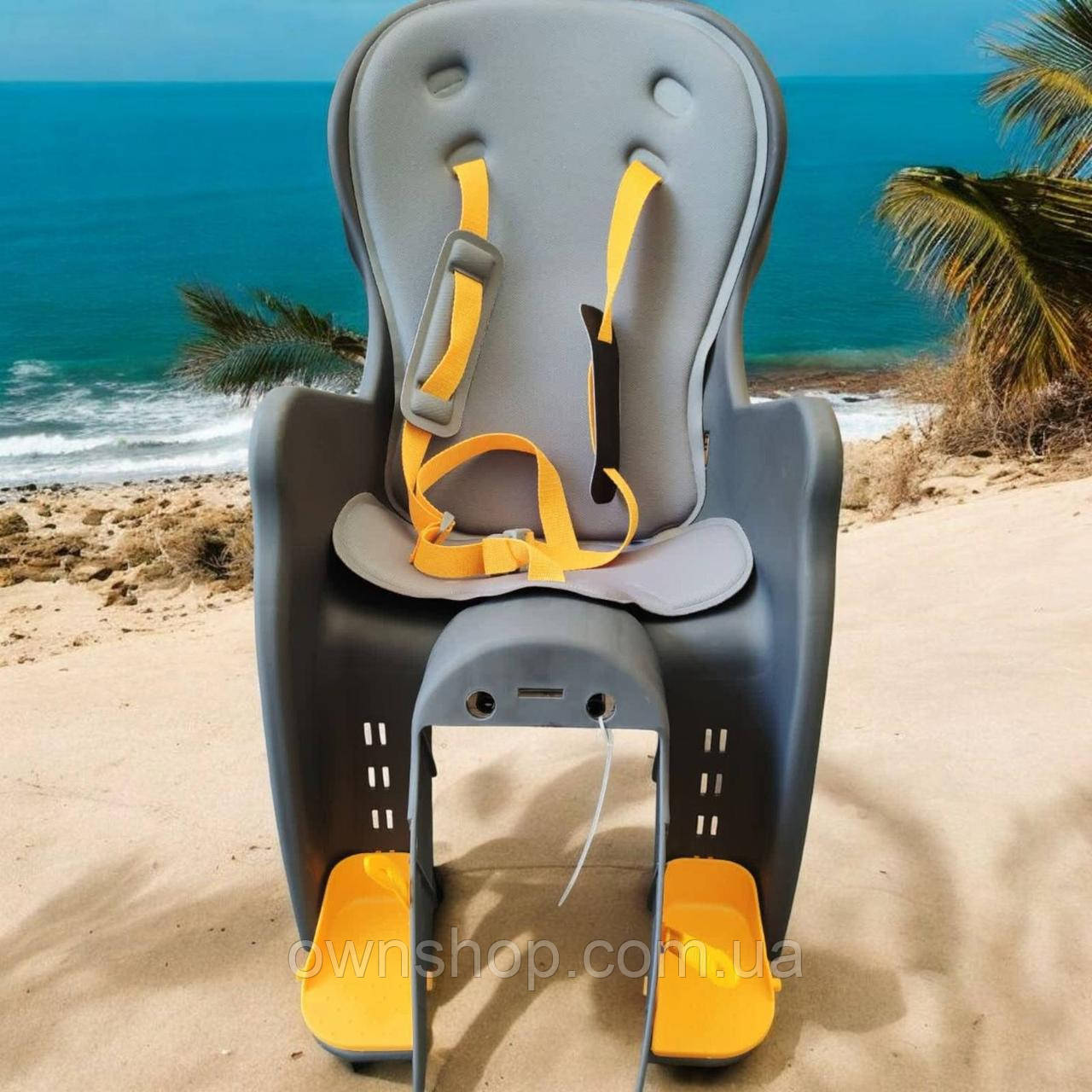 Дитяче велосипедне крісло BQ-7-1, 3-точкові ремені, регулювання висоти підставки ніг, 12-22 кг, фото 1