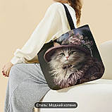 Велика сумка-шопер з принтом модної киці, 37/32 см, фото 2