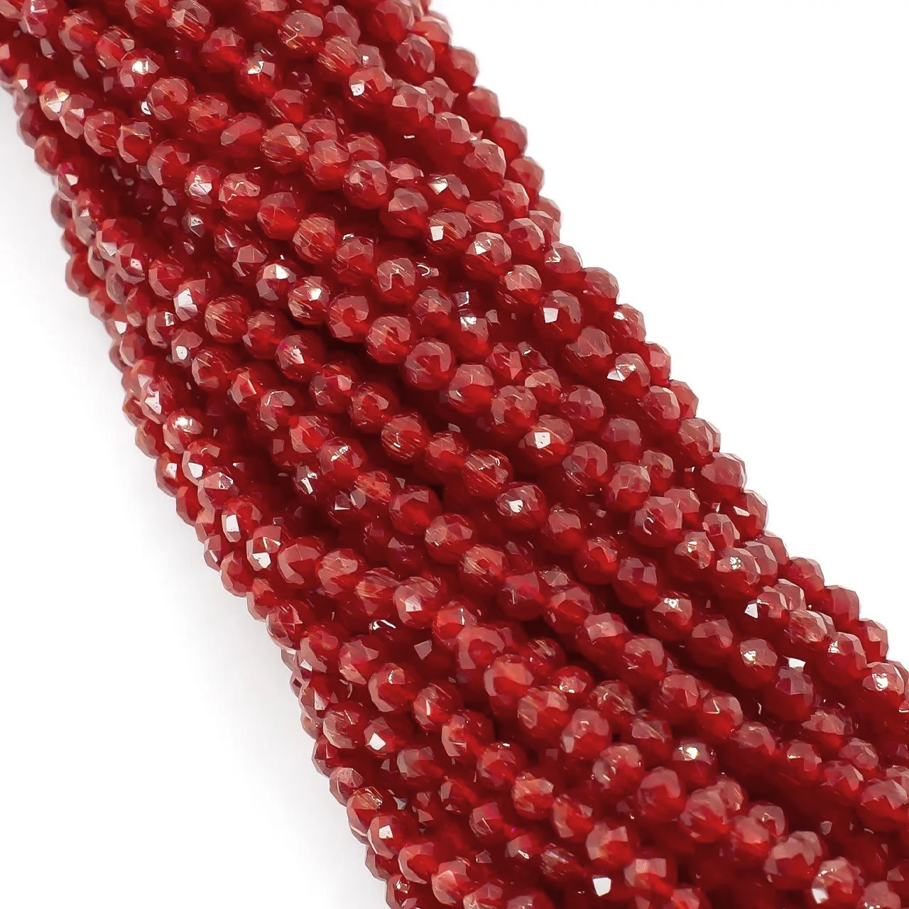 Намистини Шпінель Котяче око огранювання кругле 2 мм Ø 0,5 мм 200 шт. нитка 37 см Червоний 12К, фото 1