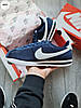 Жіночі чоловічі кросівки Nike Cortez Red Blue Navi кеди Найк Кортез сині замша нейлон, фото 7