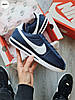 Жіночі чоловічі кросівки Nike Cortez Red Blue Navi кеди Найк Кортез сині замша нейлон, фото 6