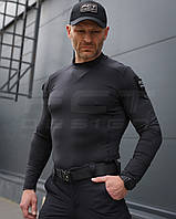 Лонгслів футболка довгий рукав тактична Джерсі стрейч чорний