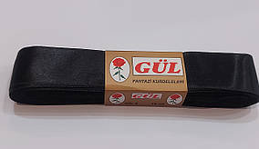 Стрічка атласна двостороння Гюль 3 см 30 мм ( 10 метрів) чорна