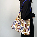 Сумка жіноча шопер тканинної на змійці різнобарвна, фото 3