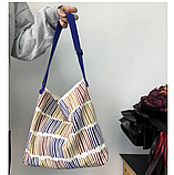 Сумка жіноча шопер тканинної на змійці різнобарвна, фото 4