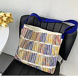 Сумка жіноча шопер тканинної на змійці різнобарвна, фото 5