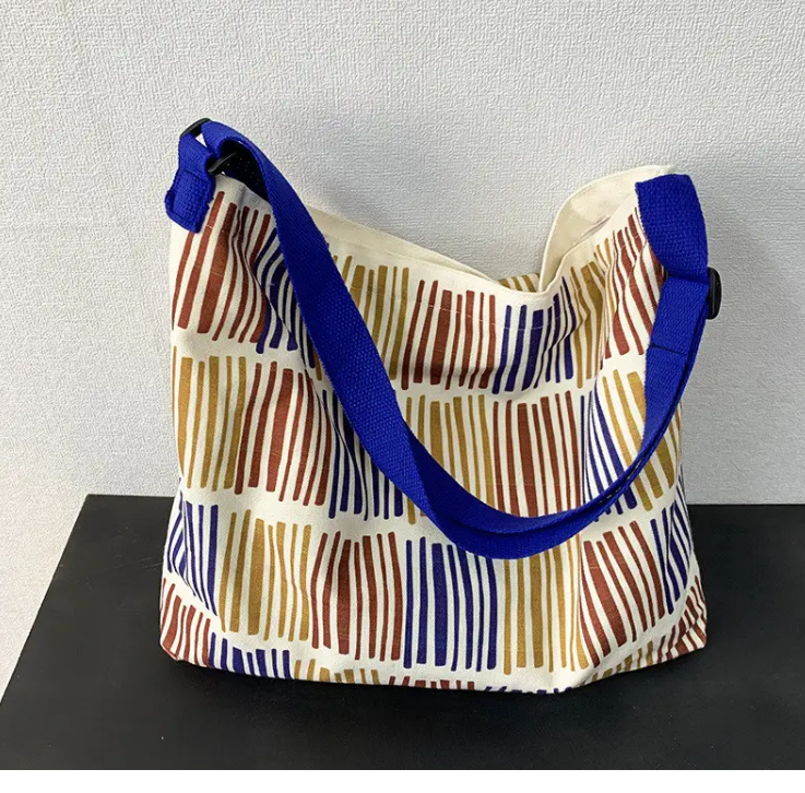 Сумка жіноча шопер тканинної на змійці різнобарвна, фото 1