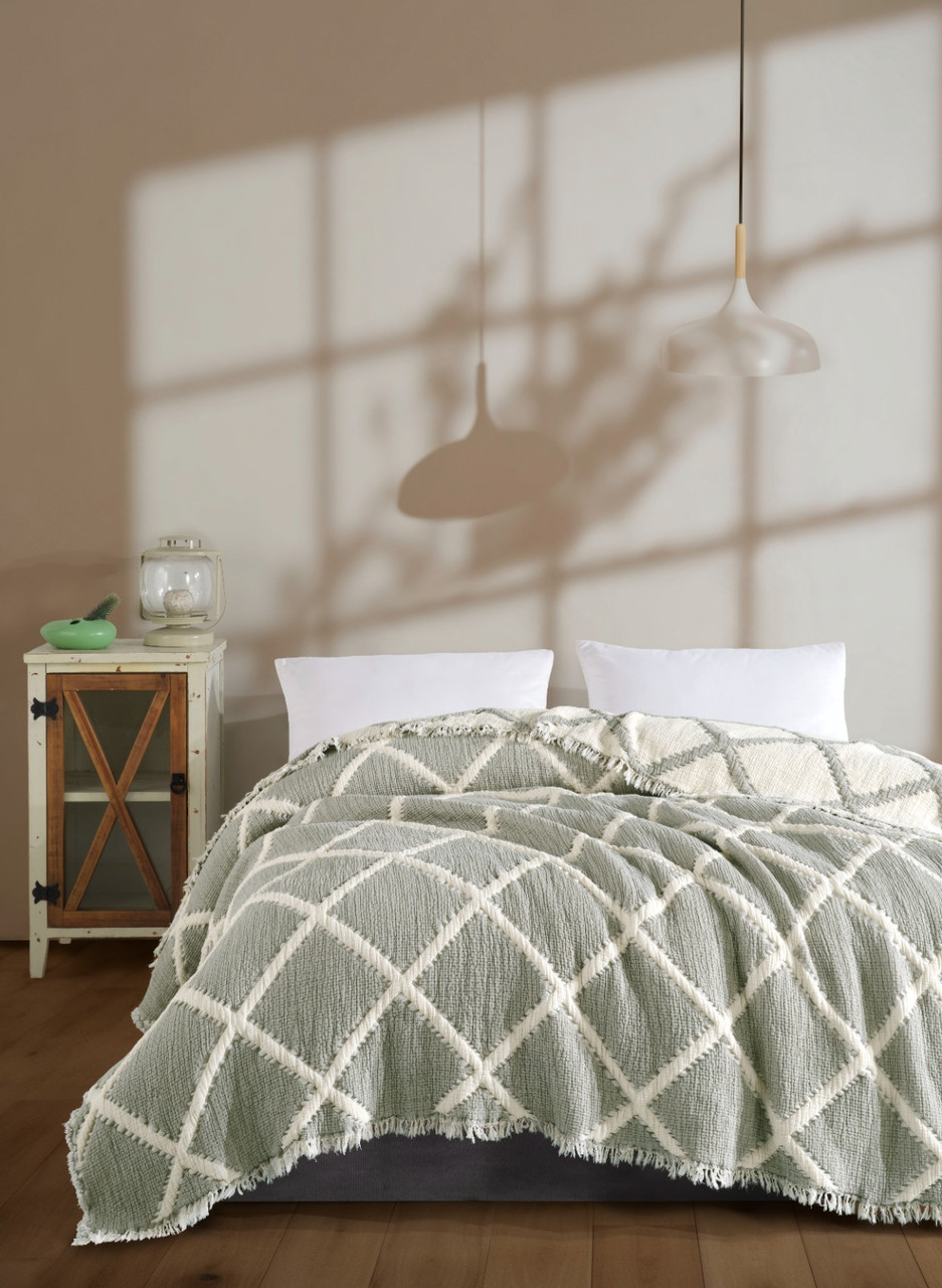Муслінове покривало Moss Ivory Muslin 230 х 250 см. Yesil