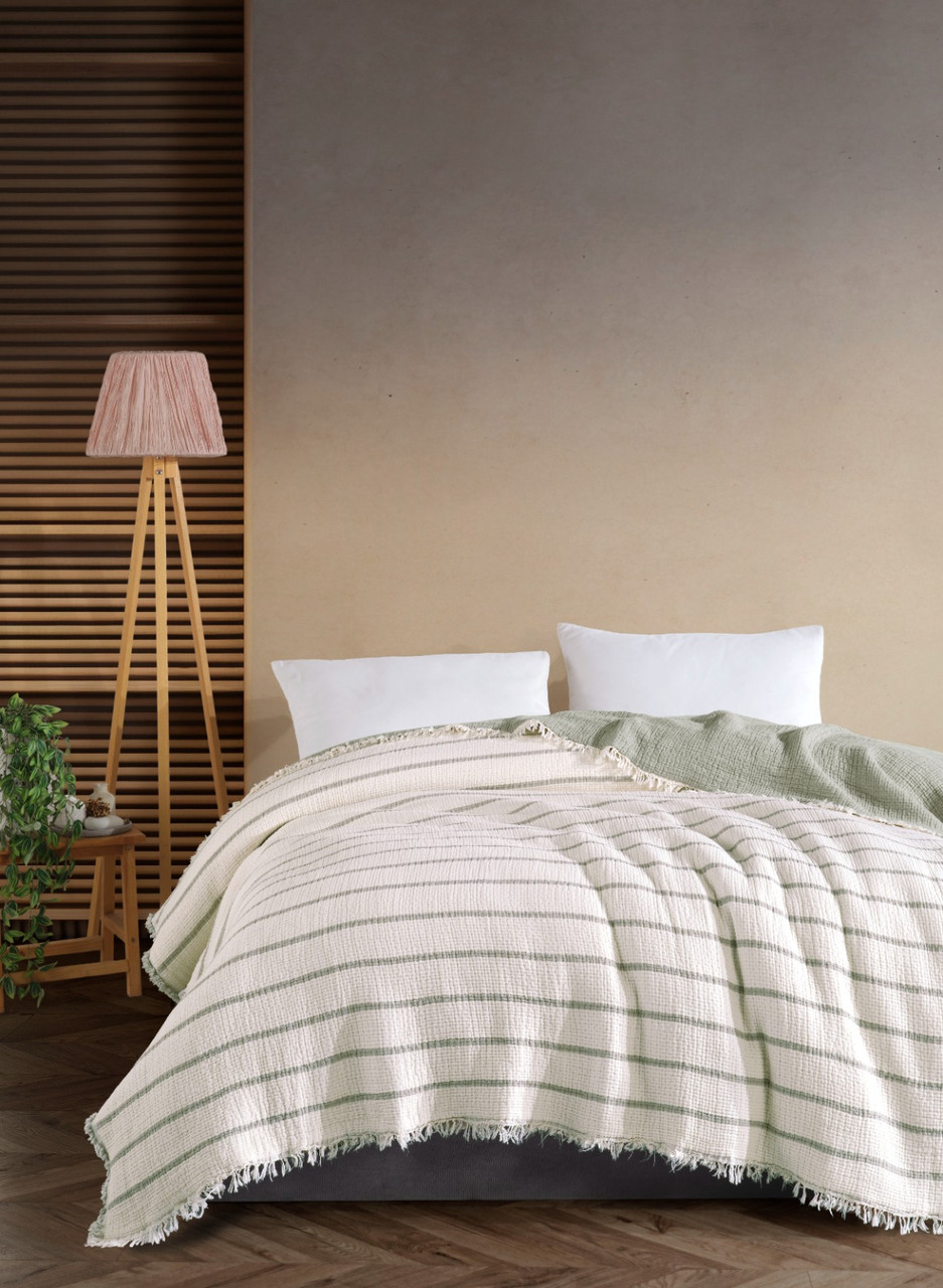 Муслінове покривало Moss Ivory Muslin 230 х 250 см. Yesil