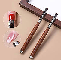 Квадратна кисть 2в1 Дизайнер для роботи з гелем (9мм) + магніт для котячого ока МС4