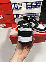 Кросівки Nike SB Dunk Low White Black panda Кеди жіночі Найк СБ Данк чорно білі низькі шкіра демісезон, фото 3
