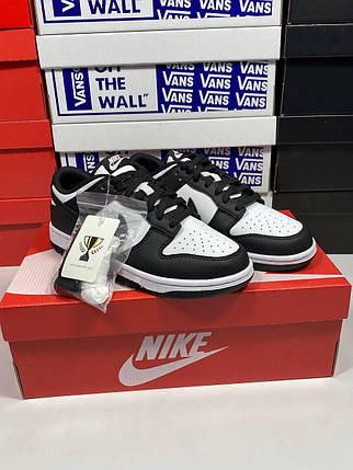 Кросівки Nike SB Dunk Low White Black panda Кеди жіночі Найк СБ Данк чорно білі низькі шкіра демісезон, фото 1