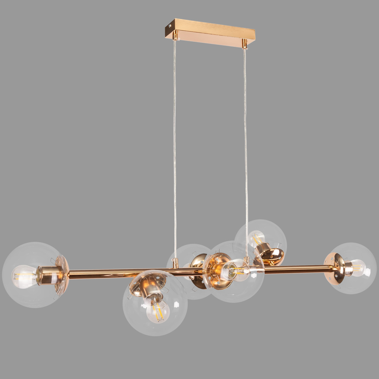 Золота підвісна люстра на 6 ламп ( 52-1010-6 GD+CL)