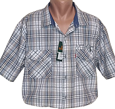 Теніска чоловіча великого розміру Hetai vk-337 класична сіра клітка, чоловіча сорочка натуральна стильна