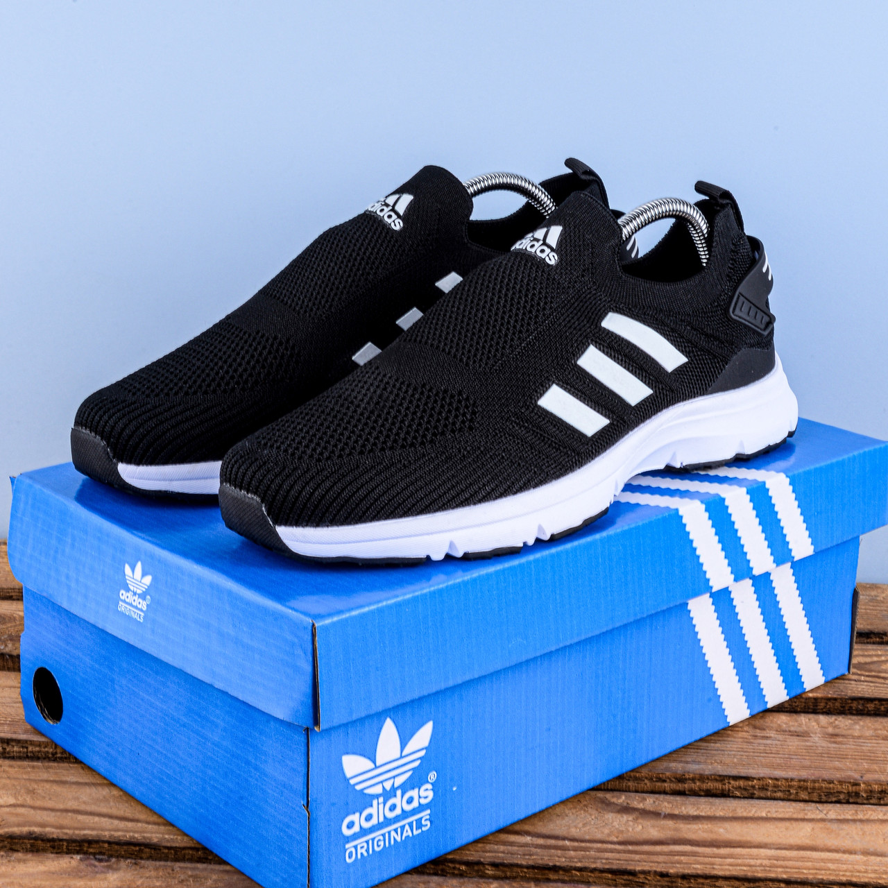 Легкі чоловічі кросівки тапочки Adidas повномірні чорні