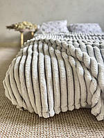 Плед плюшевий 200х220 см Waves сіра полоска