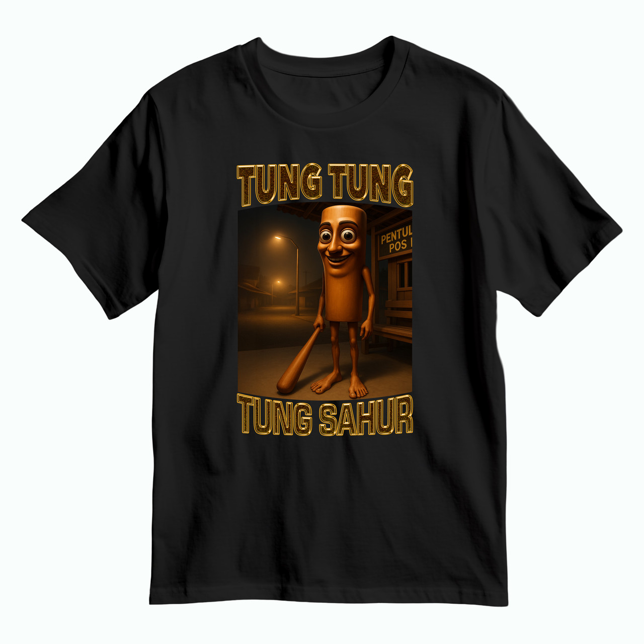 Дитяча футболка Tung tung tung sahur/Тун тун тун сахур, чорна, фото 1