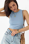 Еластична майка-топ — джинс-колір, M (є розміри), фото 4