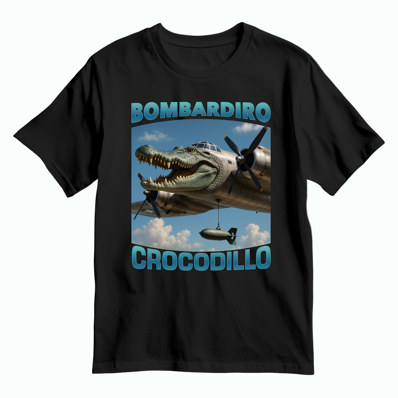 Дитяча футболка Bombardiro crocodilo/Бомбардіро крокоділо, чорна, фото 1