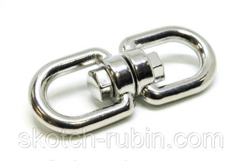 Вертлюг нікельований 4.5мм петля-петля для будівництва та такелажних робіт з захистом
