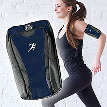 Сумка-чохол на руку для бігу з двома відділеннями, Сірий/Темно-синій (GAZ)