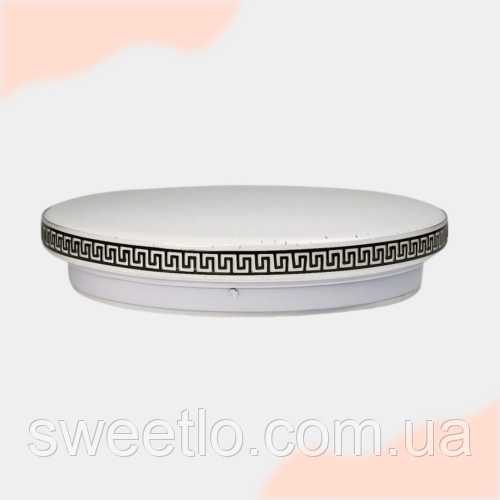 Світлодіодна люстра 30Вт 38см кругла біла накладна з орнаментом білий світ без пульта BIOM DL-R107-30, фото 1