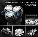 Електробритва Sejoy для чоловіків, акумуляторна бритва для вологого та сухого гоління з висувним тримером - 3D головка, фото 4