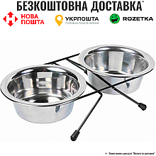 Миски Trixie для собак, на підставці, металеві, 12 см, 2х450 мл