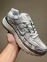 Чоловічі кросівки Nike P-6000 White Green Взуття Найк П-6000 білі з зеленим сітка шкіра демісезонні, фото 4