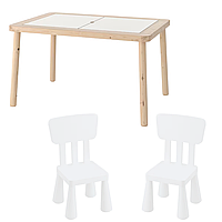 Набір! Дитячий стіл IKEA FLISAT + 2 стільці IKEA MAMMUT 3 предмети 502.984.18