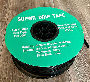 КРАПЕЛЬНА СТРІЧКА Емітерна SUPER DRIP TAPE 10СМ (БУХТА, 500 М) КОРЕЯ