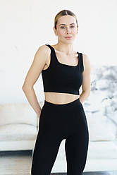Костюм жіночий топ легінси спортивний комплект для фітнесу Eva чорний