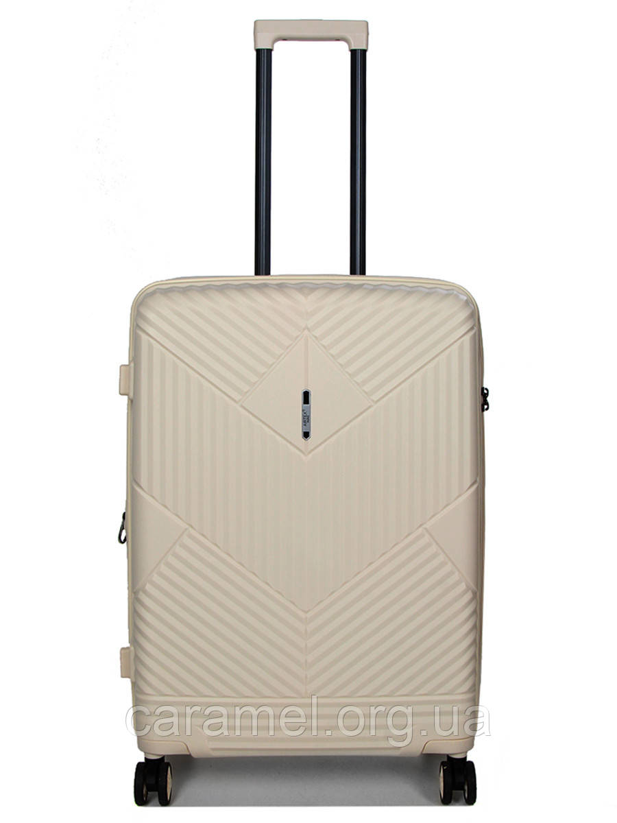 Валіза середня M поліпропілен молочна 67х46х26+5см/77л/4кг/Airtex 639, фото 1