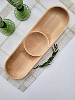 Дошка для подавання страв. Менажниця на 3 секції (масив бука) 370х20 мм