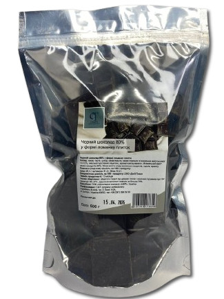 Чорний шоколад 80% у формі ламаних плиток 0,5 кг, фото 1