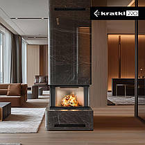 Сталева тристороння камінна топка Kratki REGNOR 800/400 (8 кВт) Камін гільйотину REGNOR, фото 2