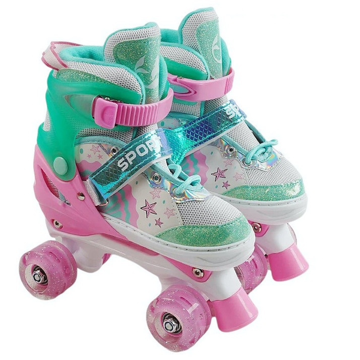 Ролики дитячі розсувні (квади) розмір M/34-38, колеса PU арт. R-719-54 М, фото 1