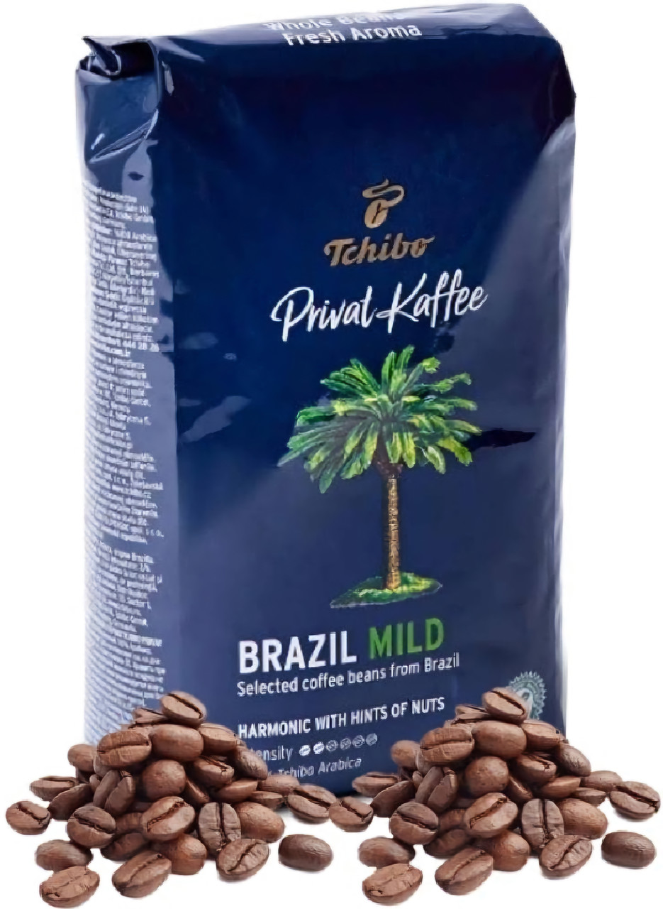 ОРИГІНАЛ! Кава в зернах Tchibo BRAZIL MILD 500г, 100% Arabica світлого обсмажування з горіховими нотами, Німеччина, фото 1