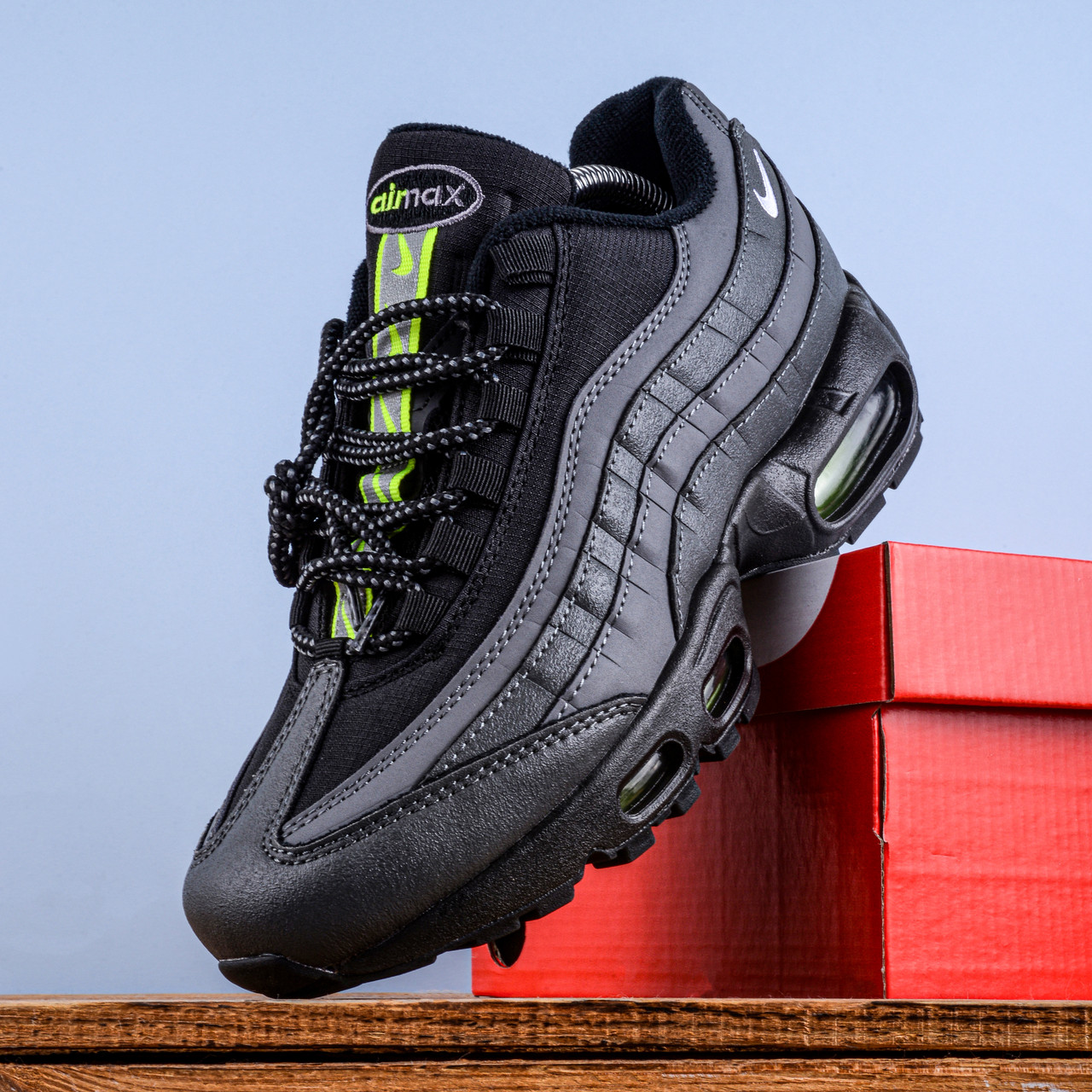 SALE Чоловічі Кросівки Nike Air Max 95 сірі з чорним, фото 1