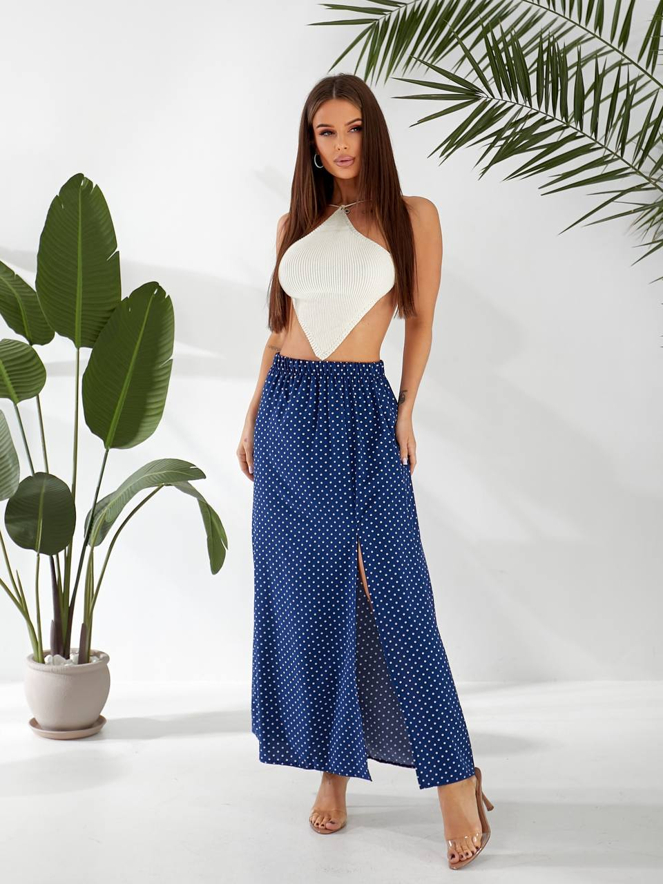 Жіноча лiтня спідниця з розрiзом, софт з візерунком (р-ри: 48-54) 11-2 (в уп. один колір) вир-во Україна., фото 1