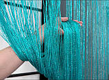 Штори нитки дощик кисея 300х280см. Люкс якість. Штори нитки з люрексом прямі - Бірюзовий., фото 3