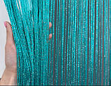 Штори нитки дощик кисея 300х280см. Люкс якість. Штори нитки з люрексом прямі - Бірюзовий., фото 4