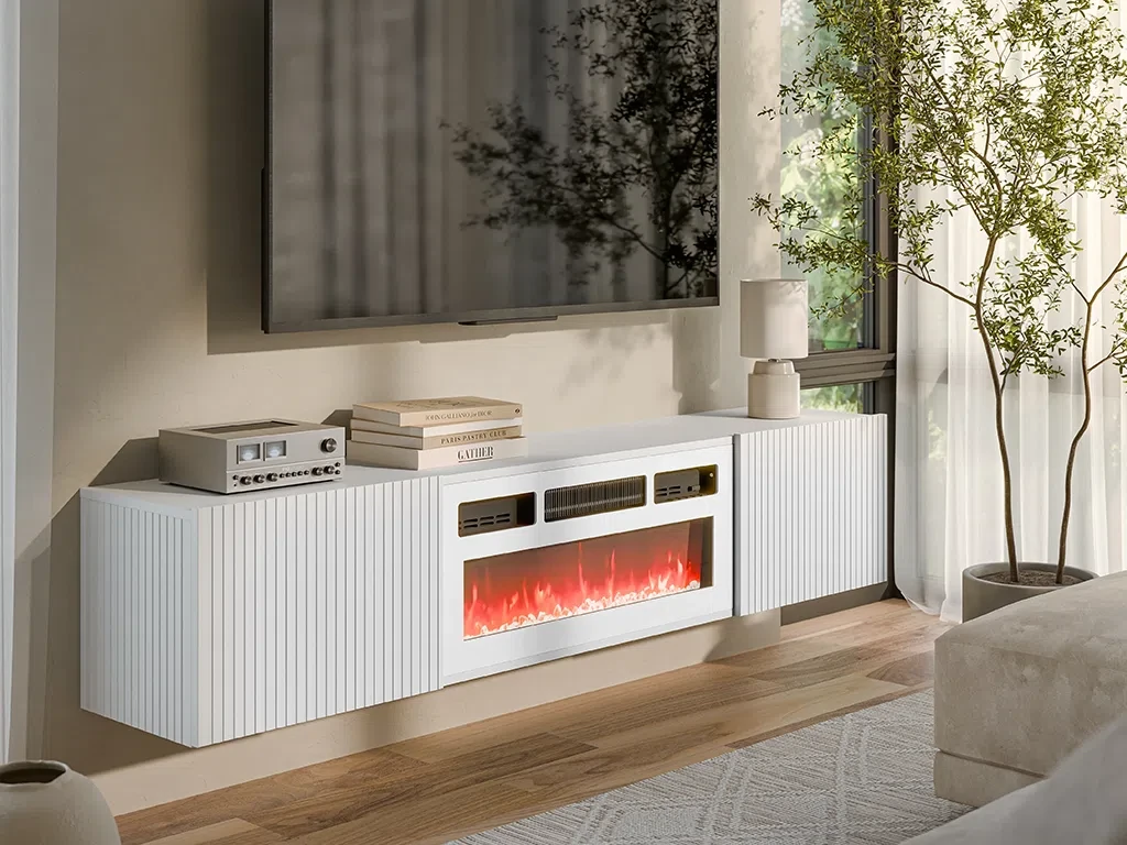 ТБ тумба з електрокаміном Rota EF (білий), фото 1