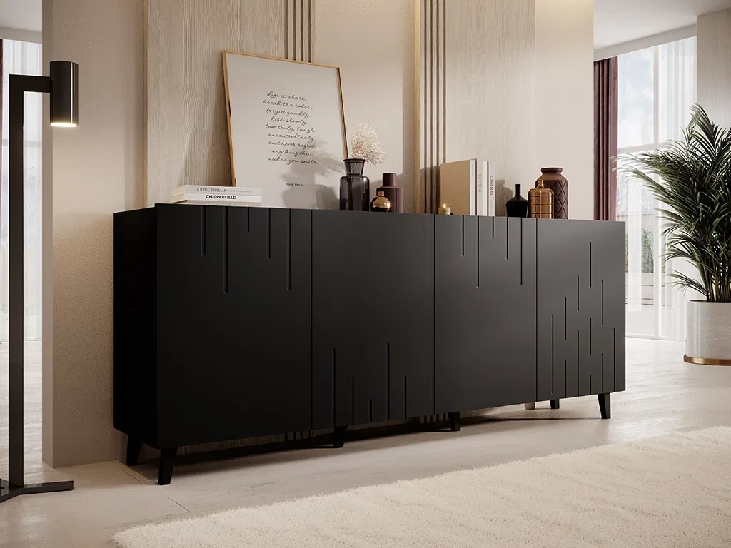 Комод у вітальню, спальню Bari 200 4D (чорний), фото 1
