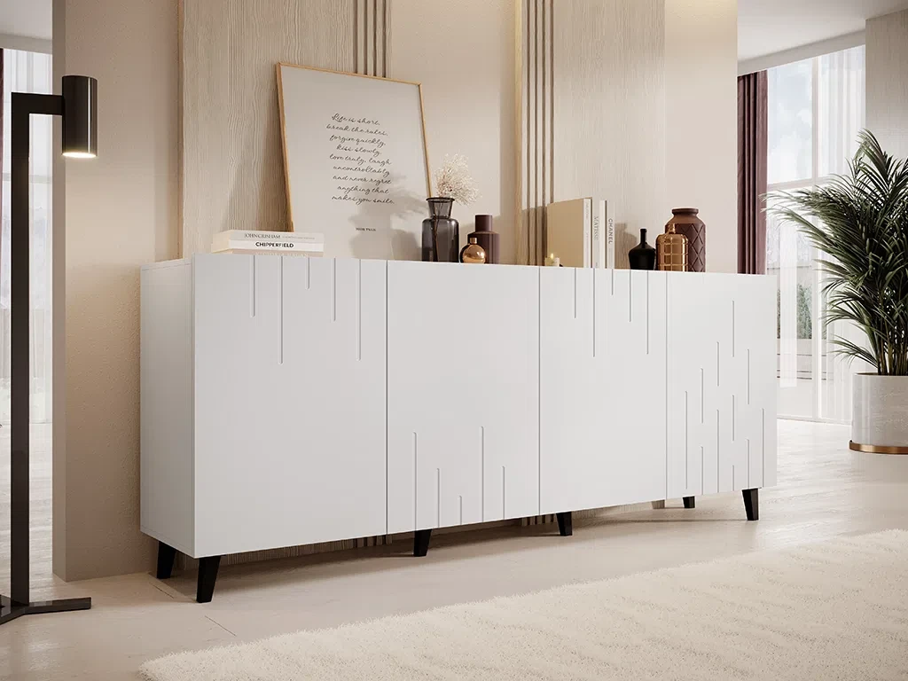 Комод у вітальню, спальню Bari 200 4D (білий/чорний), фото 1